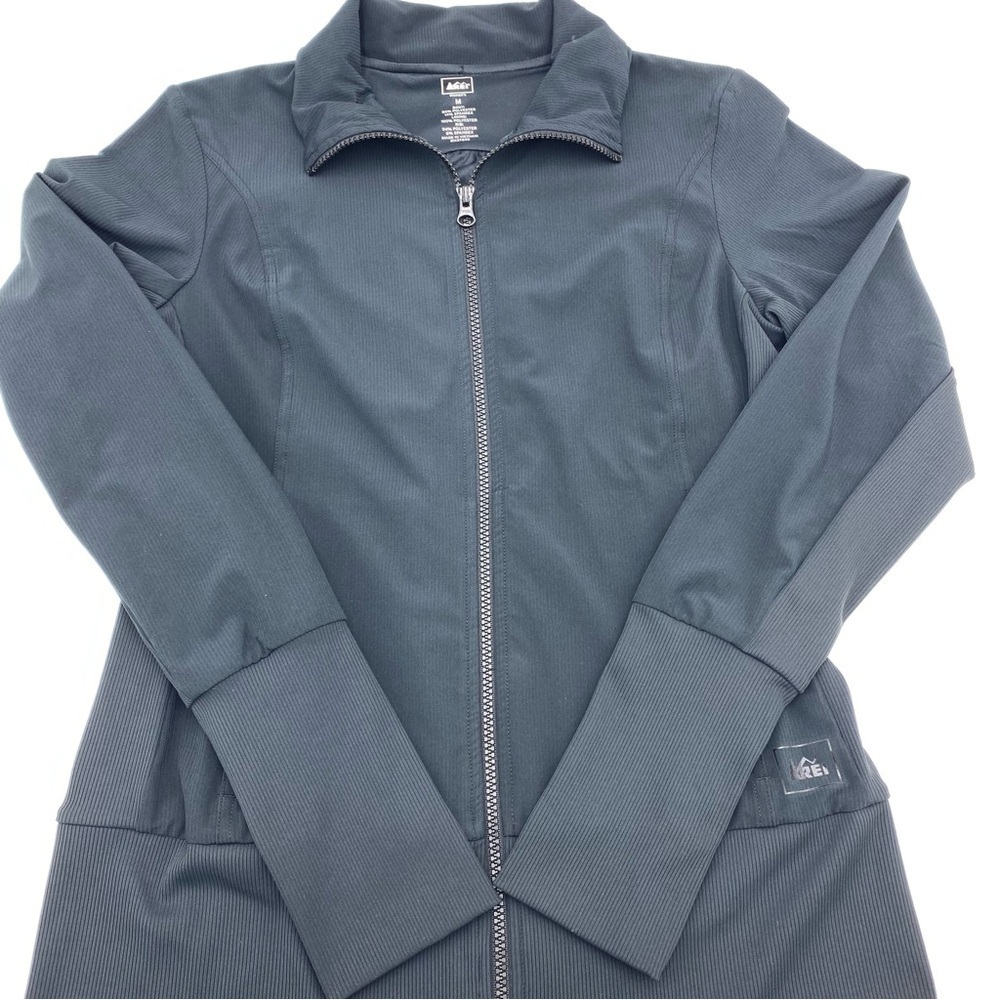 REI Women’s Jacket Black Medium Full Zipper Lightweight Running with Pockets
